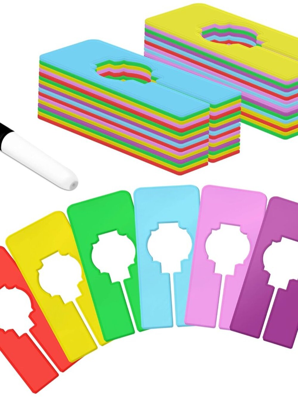 30 PCS Closet Rack Dividers, 6 Colors Rectangular Clothing Hanger Dividers with